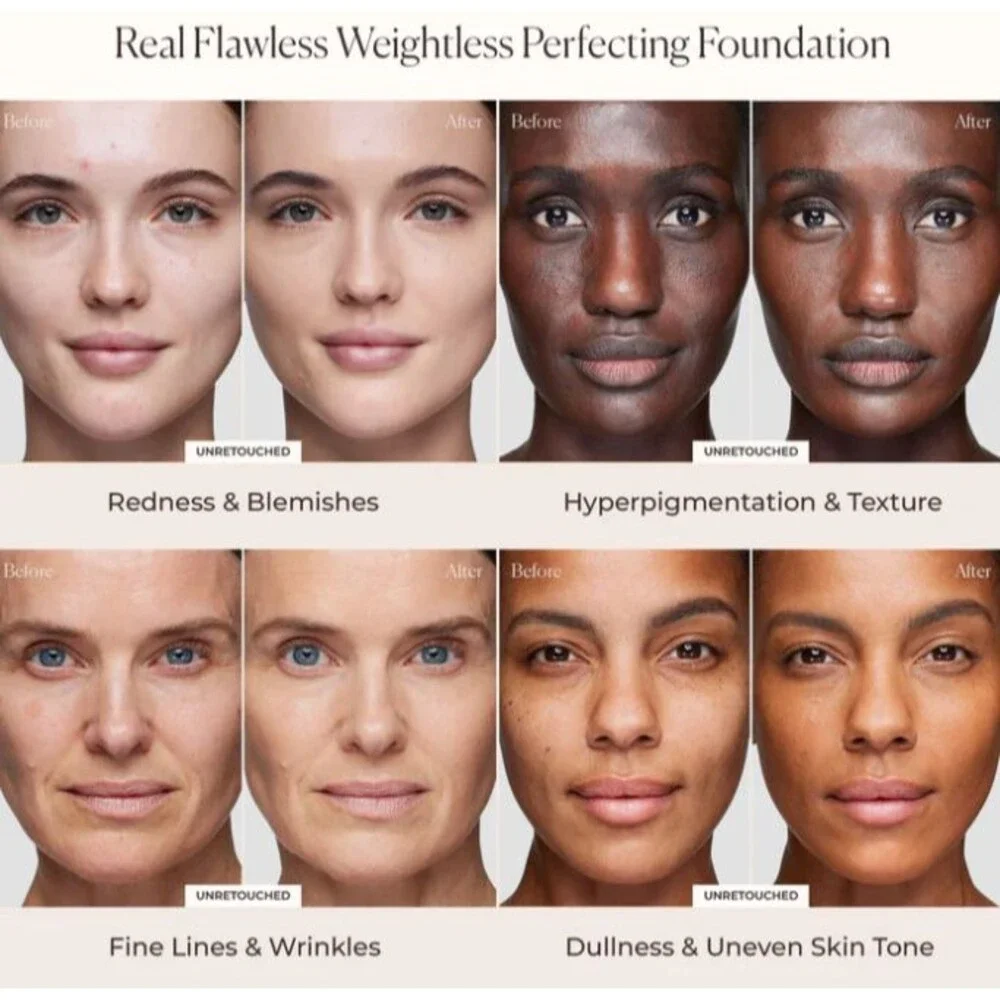 NIB Laura Mercier Real Flawless Weightless Perfecting Foundation - 4W1 Suntan